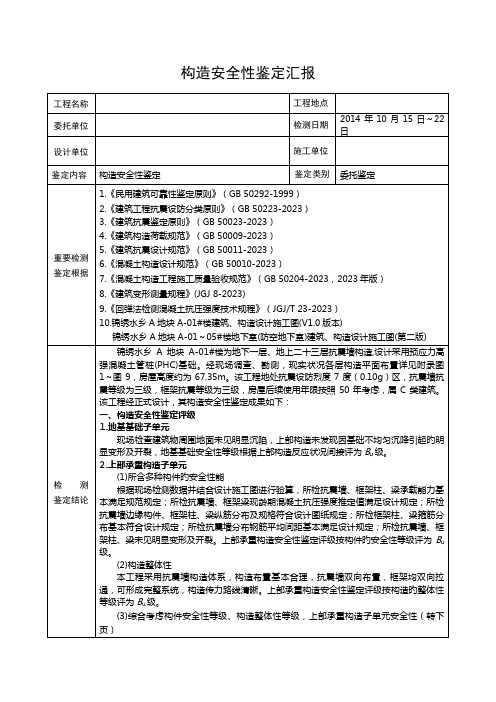 建筑结构安全性鉴定报告