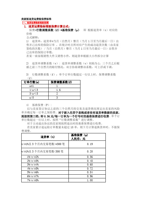 淘宝卖家版退货运费险规则