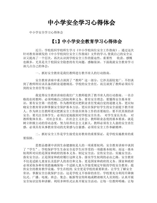 中小学安全学习心得体会