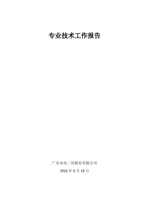 申请水利工程师中级职称技术报告资料