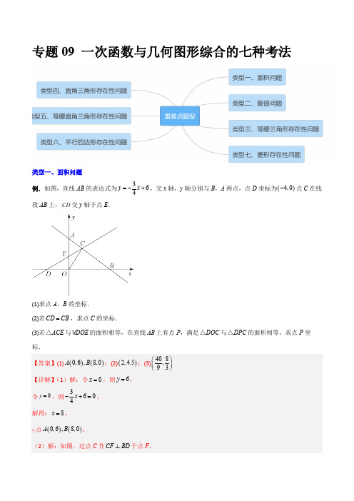 部编数学八年级下册专题09一次函数与几何图形综合的七种考法(解析版)含答案