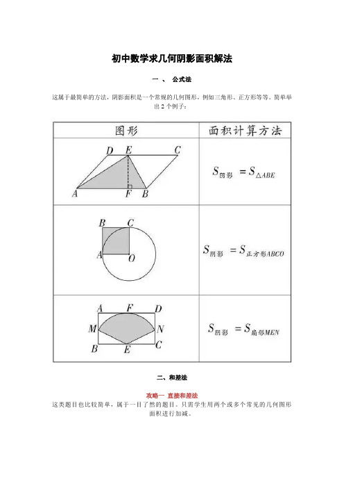 初中数学求几何阴影面积解法