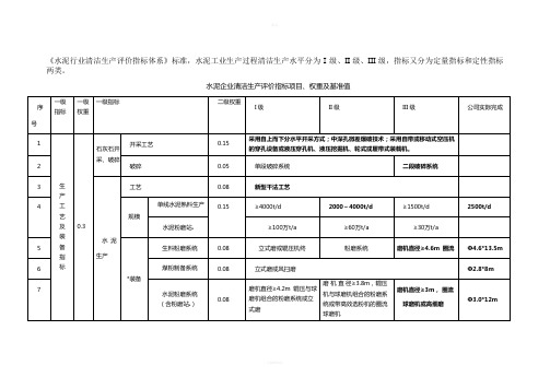 水泥行业清洁生产评价指标体系(2014标准)