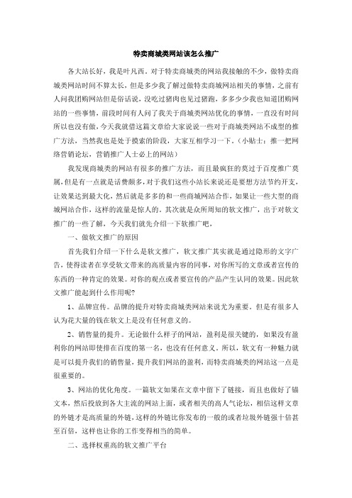 特卖商城类网站该怎么推广