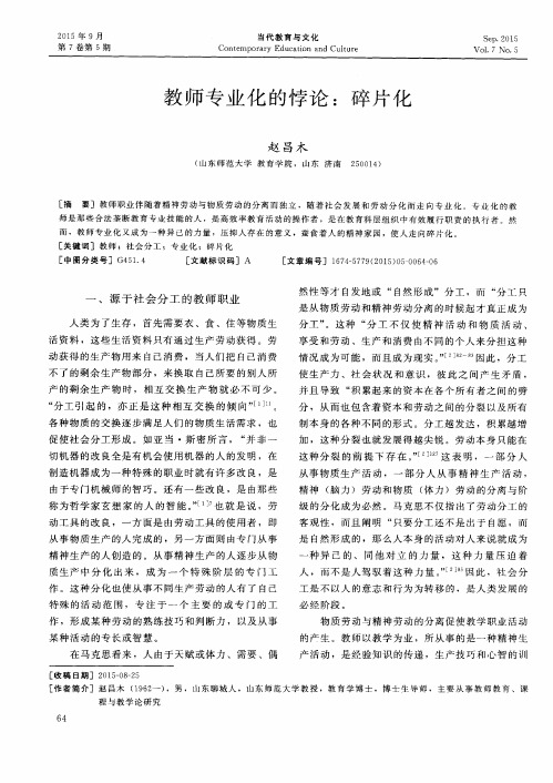 教师专业化的悖论:碎片化
