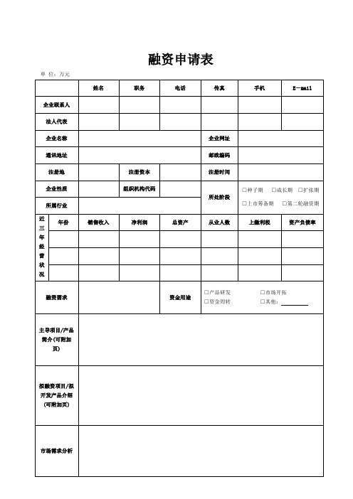 融资申请表