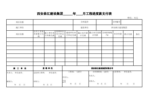 月进度款支付表格