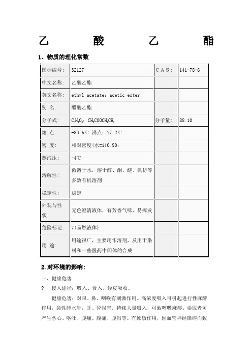 乙酸乙酯MSDS