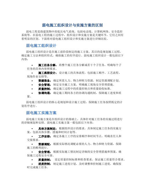 弱电施工组织设计与实施方案的区别