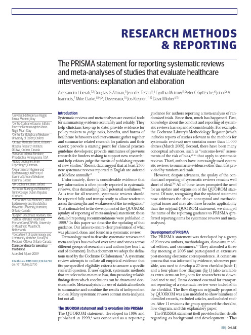 The PRISMA Guideline