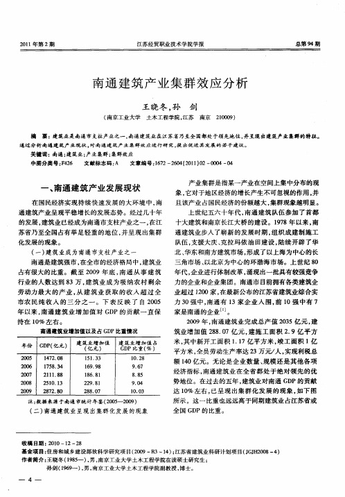 南通建筑产业集群效应分析