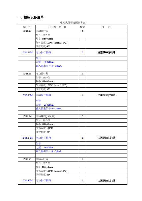 第1包电动执行器技术标书