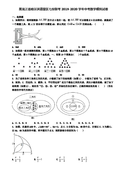 黑龙江省哈尔滨道里区七校联考2019-2020学年中考数学模拟试卷