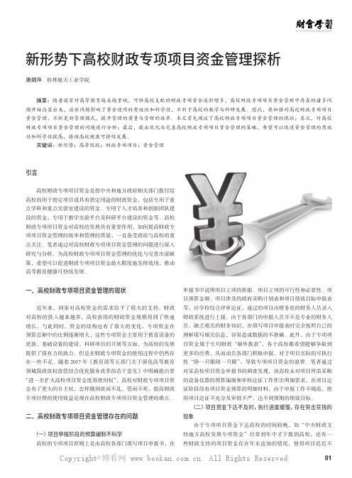 新形势下高校财政专项项目资金管理探析