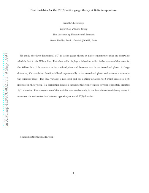 Dual variables for the SU(2) lattice gauge theory at finite temperature