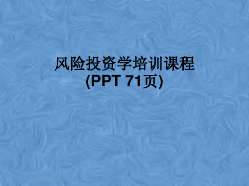 风险投资学培训课程(PPT 71页)