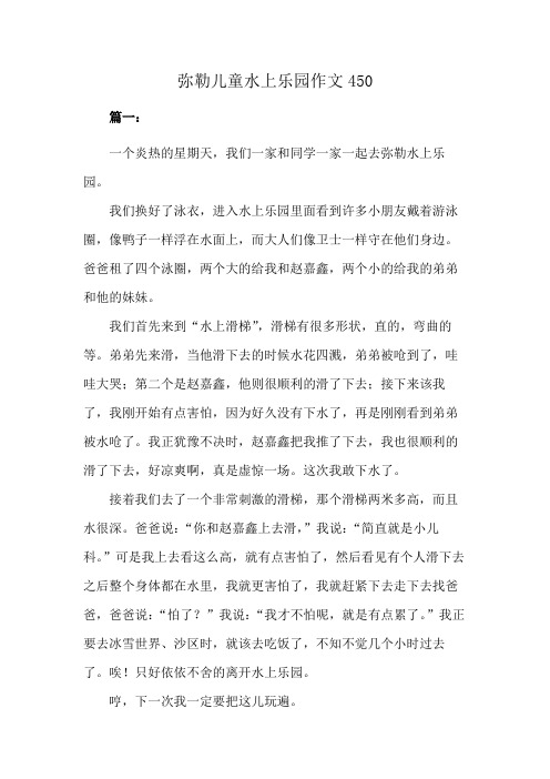 弥勒儿童水上乐园作文450