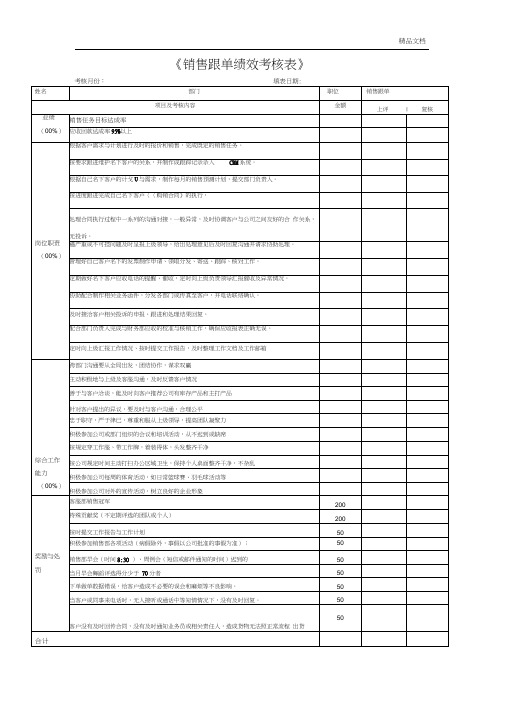 销售跟单绩效考核表