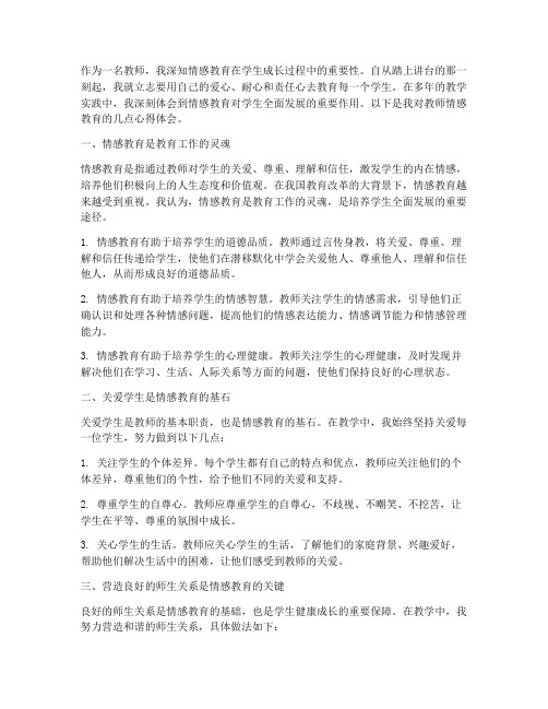 教师情感教育心得体会