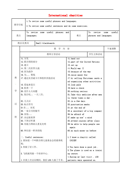 江苏省新沂市第二中学八年级英语下册 Unit 7 International charities知识点教案2 (新版)牛津版