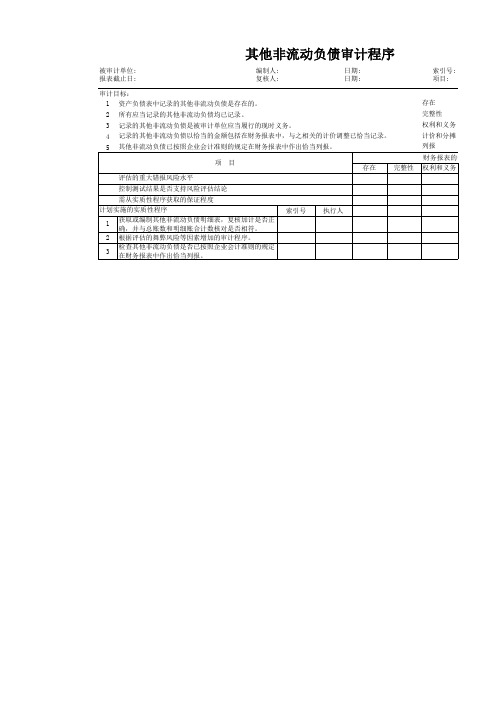 负债类审计程序表