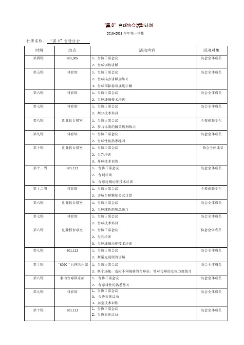 黑8台球协会活动计划