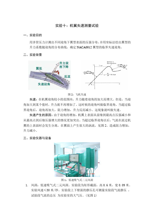 实验10：机翼失速测量试验