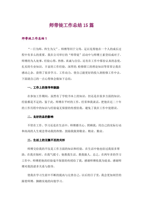 师带徒工作总结15篇