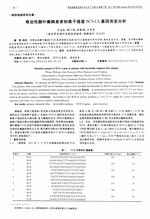 难治性颞叶癫痫患者钠离子通道SCN1A基因突变分析