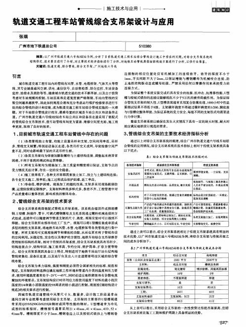 轨道交通工程车站管线综合支吊架设计与应用