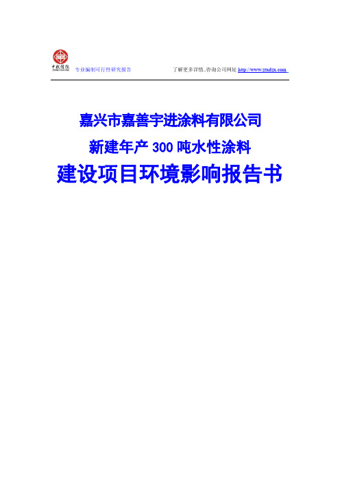 新建年产300吨水性涂料建设项目环境影响报告书