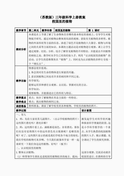 苏教小学科学三上《04校园里的植物》word教案(6)