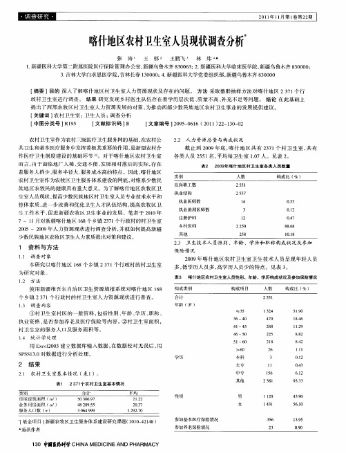 喀什地区农村卫生室人员现状调查分析