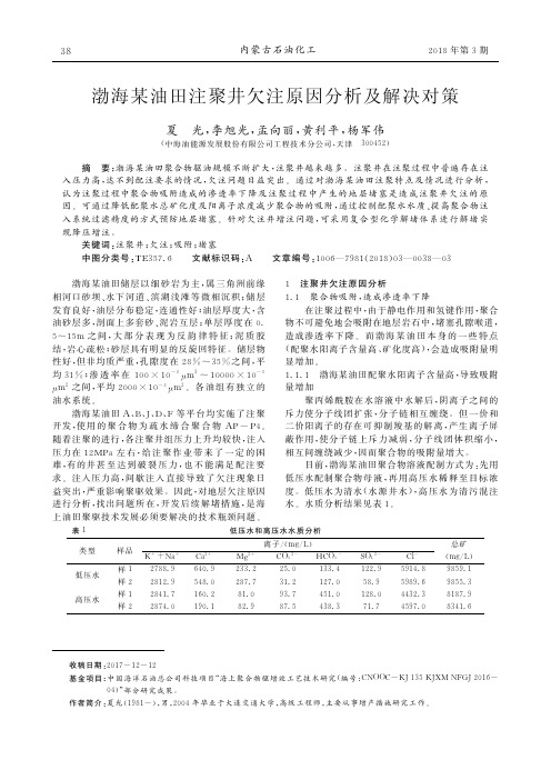 渤海某油田注聚井欠注原因分析及解决对策