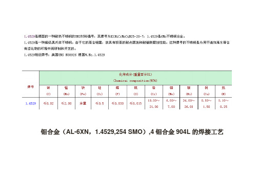 1.4529及其焊接工艺