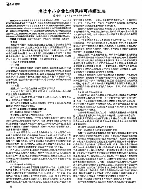 浅议中小企业如何保持可持续发展