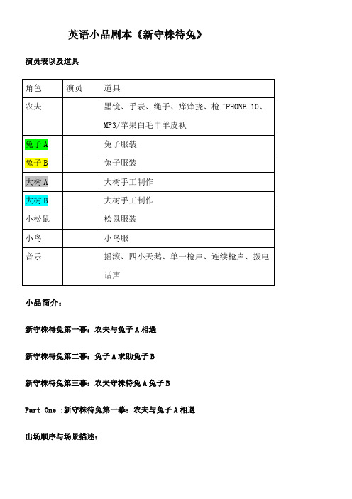 新守株待兔英语剧本