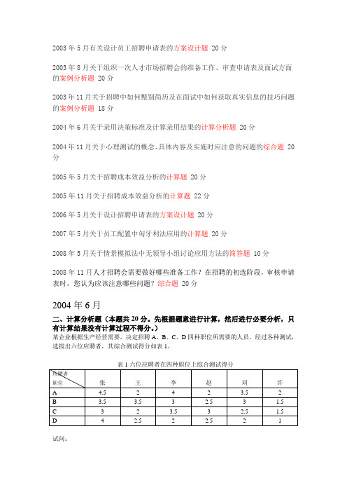 03-08年历年招聘真题