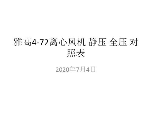 雅高4-72离心风机 静压 全压 对照表