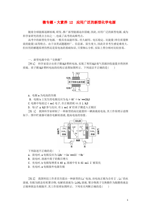 统考版 高考化学一轮复习第六章化学反应与能量微专题大素养12应用广泛的新型化学电源学生用书