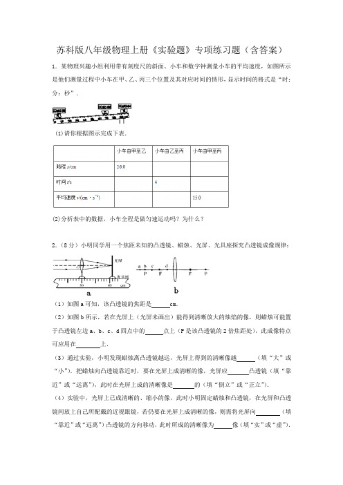 苏科版八年级物理上册《实验题》专项练习题(含答案)