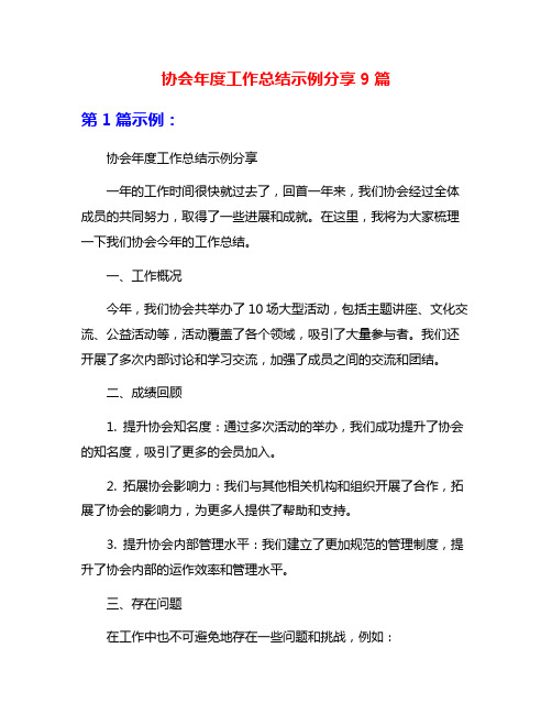 协会年度工作总结示例分享9篇