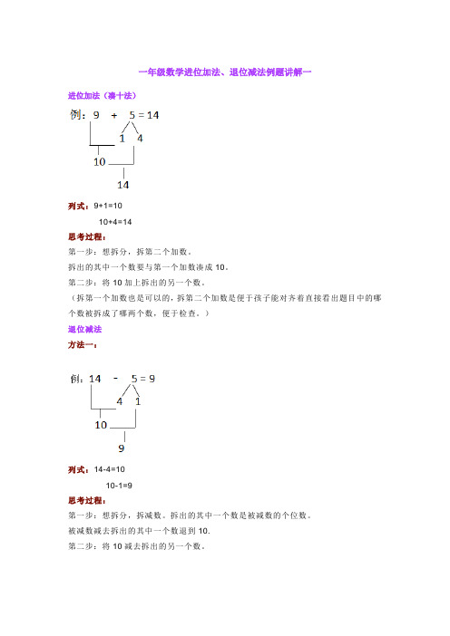 一年级下册数学试题进位加法、退位减法讲解及专项练习  无答案 全国通用