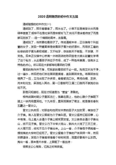 2020清明随想的初中作文五篇