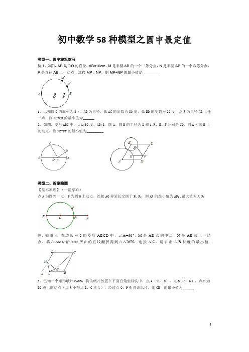 初中数学58种模型之圆中最定值(修订版)