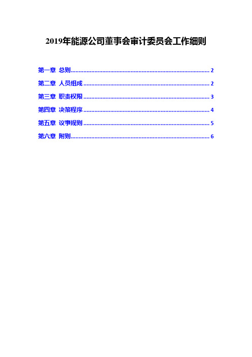 2019年能源公司董事会审计委员会工作细则