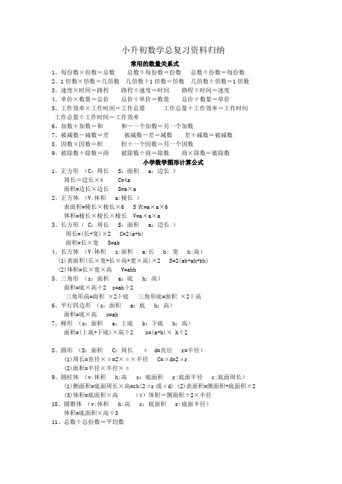 【深圳市】人教版小学六年级下册数学总复习资料
