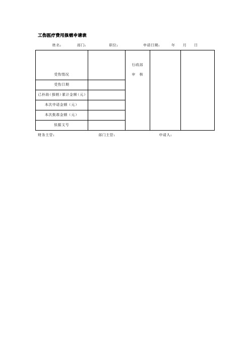 工伤医疗费用报销申请表格式