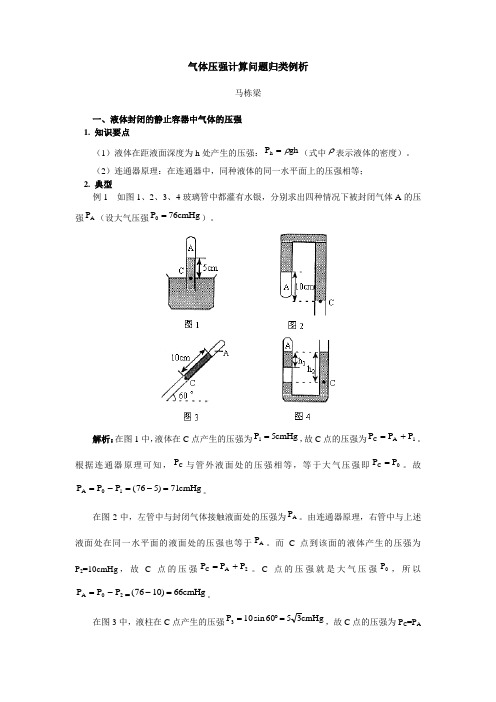 气体压强计算问题归类例析