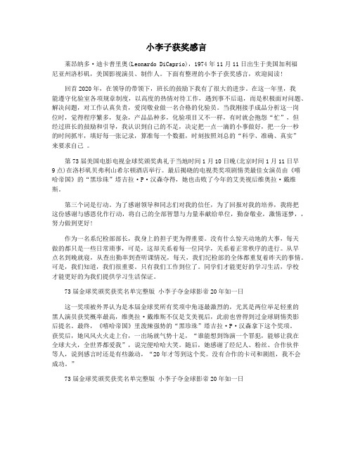 小李子获奖感言